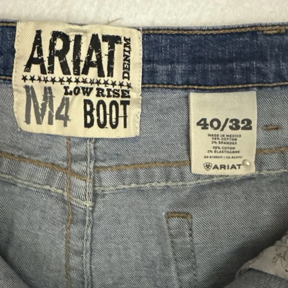Ariat M4 Bootcut Jeans Mens 40x32 Blue Low Rise Stretch Denim